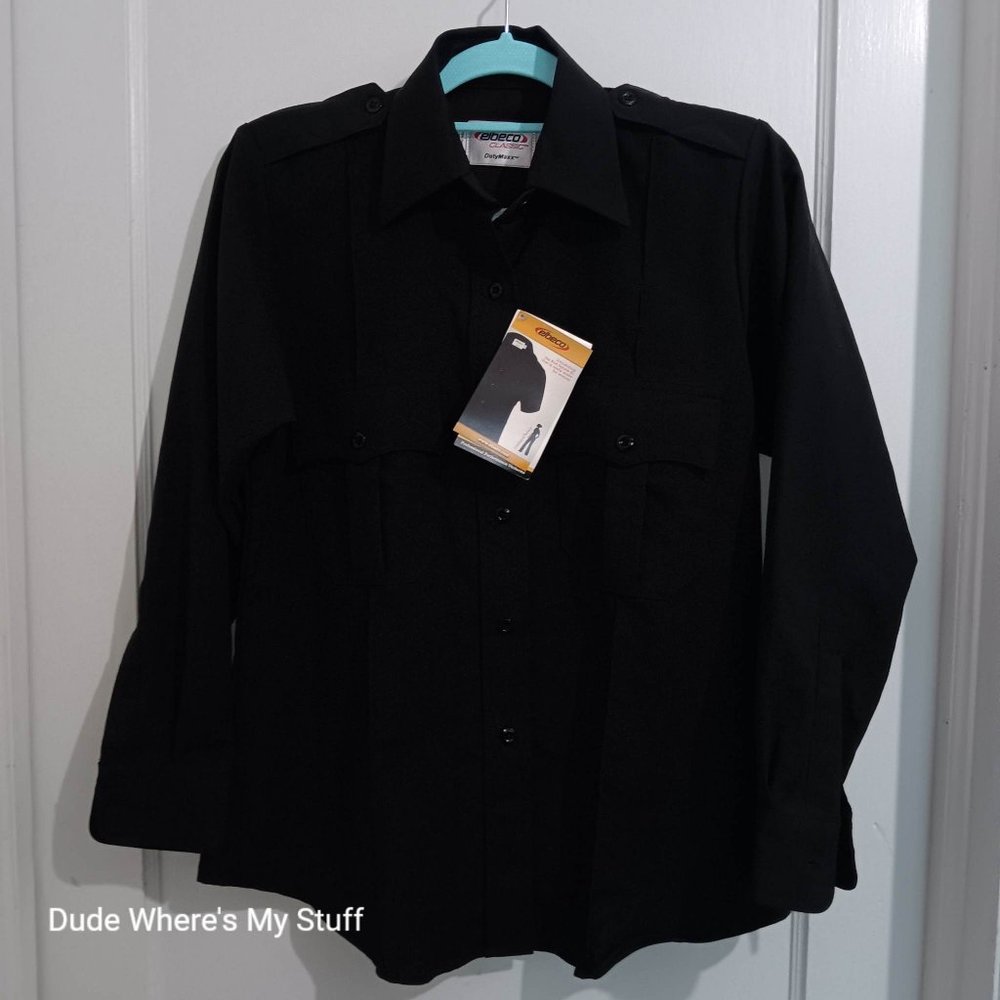 ELBECO WOMAN'S UNIFORM POLYESTER WORK SHIRT - LONG SLEEVE HIDDEN FULL ZIPPER 32